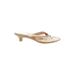 Lindsay Phillips Sandals: Slide Kitten Heel Casual Gold Shoes - Women's Size 9 - Open Toe