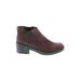 Ankle Boots: Chelsea Boots Stacked Heel Casual Burgundy Print Shoes - Women's Size 8 1/2 - Round Toe
