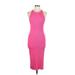 Zara Casual Dress - Midi Crew Neck Sleeveless: Pink Solid Dresses - Women's Size Large