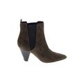 Veronica Beard Ankle Boots: Chelsea Boots Chunky Heel Casual Brown Print Shoes - Women's Size 8 - Pointed Toe