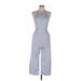 Jumpsuit Crew Neck Sleeveless: Blue Print Jumpsuits - Women's Size Small