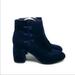 Nine West Shoes | Nine West Velour Ankle Heel Boots | Color: Blue | Size: 7