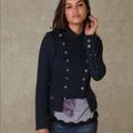 Free People Jackets & Coats | Free People “Majorette" Military Navy Sweater Jacket Free People 0 | Color: Blue/Silver | Size: 0