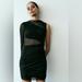 Zara Dresses | Nwt Zara Little Black Dress One Sleeve Mesh Mini | Color: Black | Size: L