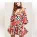 Free People Dresses | Free People One Lucian Floral Tunic Mini Dress With Cold Shoulder Size Large Nwt | Color: Brown/Orange | Size: L