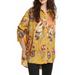 Free People Tops | Free People Silky Nights Button-Front Oversized Floral Tunic Blouse Small | Color: Yellow | Size: S