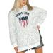 Women's Gameday Couture White Team USA Olympic Odyssey Leopard Print Oversized Side Slit Pullover Hoodie