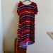 Lularoe Dresses | Lularoe High-Low Knit Hi-Lo Dress Size Medium Red/White/Blue Tiedye Print Nwt | Color: Blue/Red | Size: M