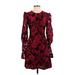 House of Harlow 1960 X Revolve Casual Dress - Mini Crew Neck Long sleeves: Burgundy Print Dresses - Women's Size Small