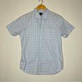 J. Crew Shirts | J Crew Flex Plaid Blue Short Sleeve Button Up Mens Shirt Size M | Color: Blue | Size: M