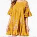 Free People Dresses | Free People Pavlo Dress Gold Embroidered Mini Dress Sz M | Color: Gold/Pink | Size: M