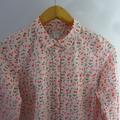 J. Crew Tops | J. By J Crew Womens M Pink Red Cherries Floral Ls Cotton Shirt Peter Pan Collar | Color: Pink/Red | Size: M
