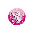 18 Inch Pink Happy 30th Birthday Circular Foil Balloon