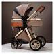 Convertible Baby Stroller 2 in 1 Lightweight Stroller Pram Newborn Luxury High Landscape Infant Carriage for Boys Girls,Compact Single Foldable Stroller (Color : Gold)