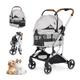 Pet Stroller 3 in 1 Dog Cat Stroller for Small Medium Dogs Cats, Foldable Lightweight Puppy Stroller Pet Carrier Car Seat with Detachable Carrier,Light Grey