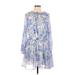 BTFL- Life Casual Dress - Mini High Neck Long sleeves: Blue Dresses - Women's Size Large