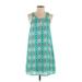 Everly Casual Dress - Shift Scoop Neck Sleeveless: Teal Dresses - Women's Size Small