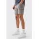 Mens Elastic Waist Grey Slim Fit Cargo Shorts, Grey