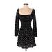 Liberty Love Casual Dress - A-Line Plunge 3/4 sleeves: Black Dresses - Women's Size Small