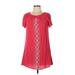 Speechless Casual Dress - Mini Scoop Neck Short sleeves: Red Dresses - Women's Size Large