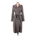 Belle Badgley Mischka Coat: Knee Length Gray Print Jackets & Outerwear - Women's Size Large