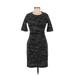 Banana Republic Factory Store Casual Dress - Sheath Crew Neck Short sleeves: Black Marled Dresses - Women's Size 4