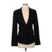 BCBGMAXAZRIA Blazer Jacket: Below Hip Black Print Jackets & Outerwear - Women's Size Small