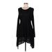 Simply Vera Vera Wang Casual Dress - A-Line Scoop Neck Long sleeves: Black Print Dresses - Women's Size Medium