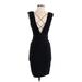 Bebe Cocktail Dress - Bodycon: Black Grid Dresses - Women's Size 2X-Small