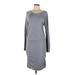 Banana Republic Casual Dress Scoop Neck Long sleeves: Gray Print Dresses - Women's Size Medium