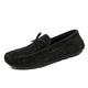 Mens Loafers Round Toe Suede Vamp Boatshoes Moccasins Shoes Flexible Comfortable Slip Resistant Walking Slip-ons (Color : Black, Size : 8 UK)