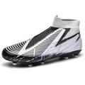 BINQER Men's Football Boot Grass Wearable Professional Training Outdoor Sports Football Boots Spikes (Color : X03-whi-te Black, Size : 4 UK)