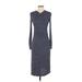 The Fold Casual Dress - Sheath V Neck Long sleeves: Blue Dresses - Women's Size 4