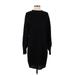 Saturday Sunday Casual Dress - Sweater Dress Crew Neck Long sleeves: Black Solid Dresses - New - Women's Size Medium
