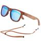 An Swallow Unisex Polarised Wood Sunglasses, Bamboo Wood Sunglasses, UV400 Polarised Frame Blue Size: M