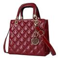 Qiayime Women quilted Handbag and Purses Fashion Ladies Designer Crossbody PU Leather Satchel Shoulder Messenger Tote Bags Red