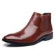 HIJAN Men's Chelsea Boots Elastic Bandage Retro PU Slip On Waterproof Anti-slip Non Casual Formal Slip On (Color : Brown, Size : 6 UK)