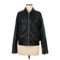 Levi's Faux Leather Jacket: Below Hip Black Solid Jackets & Outerwear - Women's Size Medium