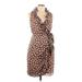 Ann Taylor LOFT Cocktail Dress - Wrap V Neck Sleeveless: Brown Dresses - New - Women's Size 10