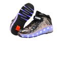 INOOMP 1 Pair Single Wheel Led Walking Shoes Stylish Girl Shoes Fashion Boys Shoes Led Shoes Casual Dress Shoe Casual Shoes Led Board Shoes Wheel Shoes Child High Stripping Pu Charge Black Silver