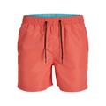 Badeshorts JACK & JONES "JPSTFIJI JJSWIM SOLID SN LY" Gr. L, N-Gr, rot (hot coral) Herren Badehosen Hosen