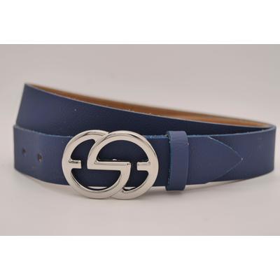 Ledergürtel ANNAMATONI, Damen, Gr. 100, blau (marine), Rindsleder, unifarben, casual, Gürtel, mit silberner Schließe Image