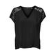 V-Shirt VERO MODA "VMRUSK LACE V-NECK SS TOP WVN GA" Gr. XXXL (46), schwarz (black) Damen Shirts V-Shirts