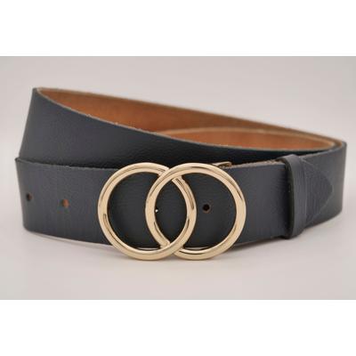 Ledergürtel ANNAMATONI, Damen, Gr. 90, blau (marine), Rindsleder, unifarben, casual, Gürtel, mit goldener Schließe Image