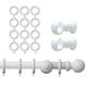 Q&H 28mm Large Wooden Curtain Poles Rail with Rings Finials Brackets Set - Wall Curtain Rod for Windows Wood Pole for Curtains - Door Curtain Track Fixing Included Drapery Rods (White 150cm(59''))
