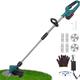 OmePS Cordless Grass Strimmer,21V Garden Trimmer with 6 Metal Blades, Digital display, Adjustable Length Telescopic Rod Trimmer,Handheld Grass Cutter Electric Lawn Trimmer Edger Tool for Garden Yard