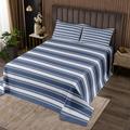 Homemissing Kids Geometric Coverlet Set Single Size Modern Chic Quilted Bedspread for Boys Girls Teens Bedroom Decor Navy Blue Bedding Set Women Men Stripes Bed Cover With 1 Pillow Case