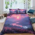 ZBOLI 3D Printed Sunset Landscape Duvet Cover with Pillowcase,Set for Boys Girls Adult Natural Scenery Bedding Bed,Microfibre Quilt Covers,All Season 3Pcs Comforter Cover Double（200x200cm）