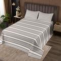 Homemissing Geometric Coverlet Set Single Size Kids Stripes Bedding Set for Boys Teens Grey Quilted Bedspread Breathable White Bed Cover Room Decor Simple Bed Cover