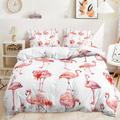 King Size Duvet Cover Sets Flamingo Animal Pink Duvet Cover King Size Microfiber Duvet Cover Sets with Hidden Zipper Closure King Size Bedding Washable King Size Duvet Cover+2 Pillow Cases (50x75cm)